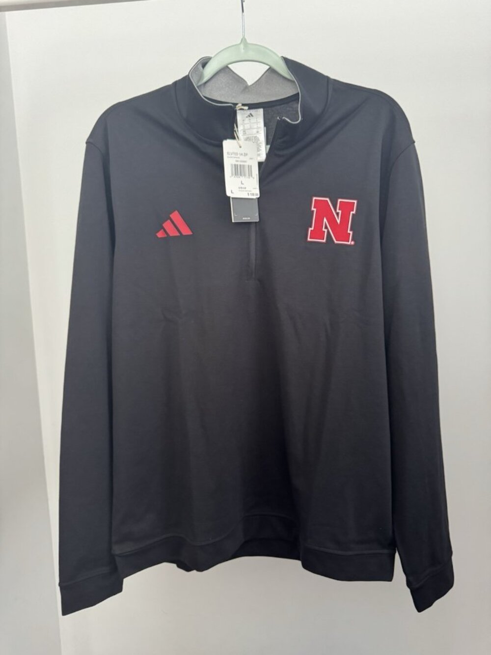 Adidas Nebraska Cornhuskers Elevated 1/4 Zip Pullover Men's Large Black $100